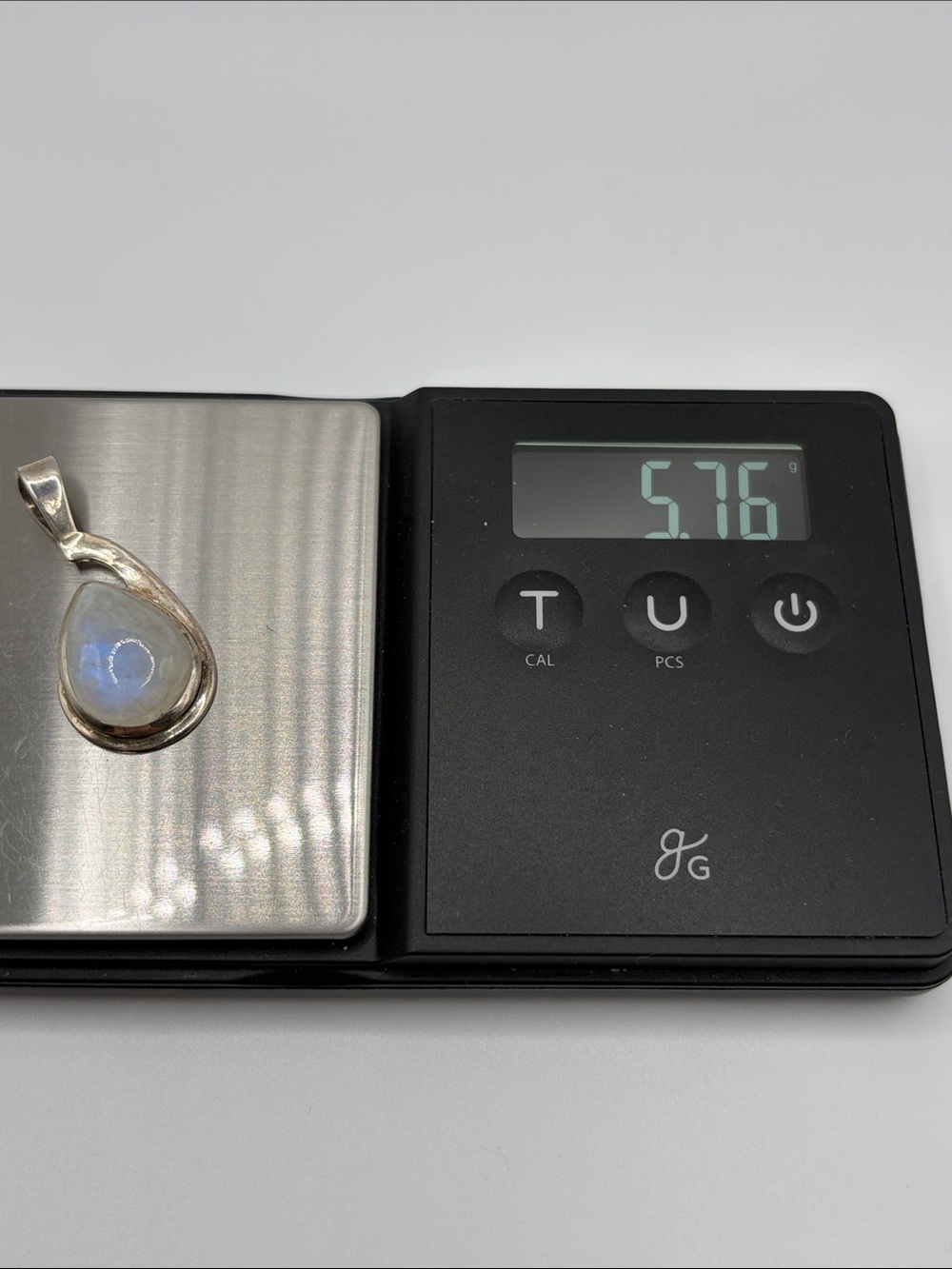 Sterling Silver 925 Moonstone Teardrop Pendant - White/Opalescent - Picture 6 of 6